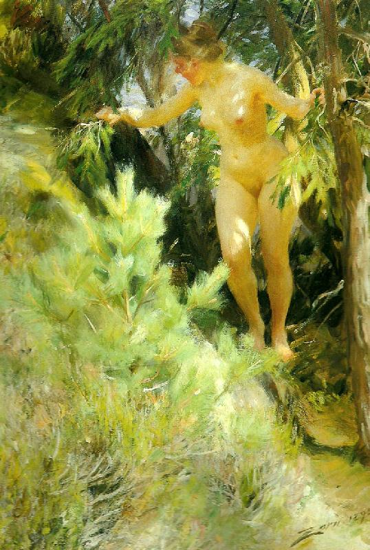 Anders Zorn naken under en gran